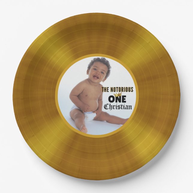 Notorious ONE Hip Hop Birthday Gold Record Photo Paper Plate (Front)