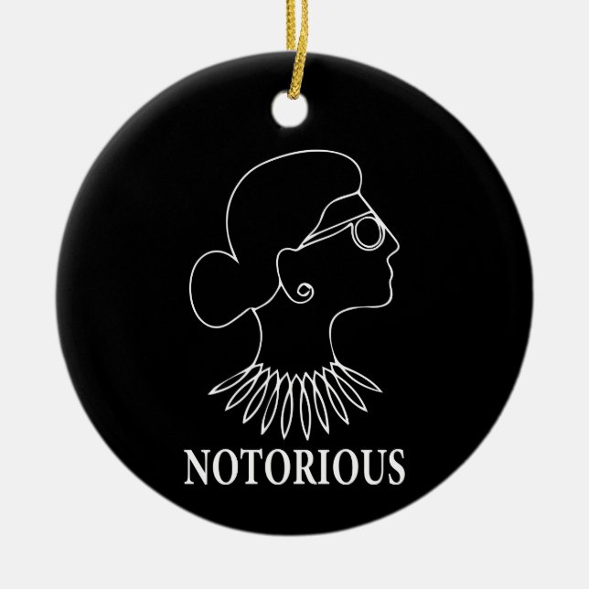Notorious RBG, Ruth Bader Ginsburg Drawing Ceramic Tree Decoration (Front)