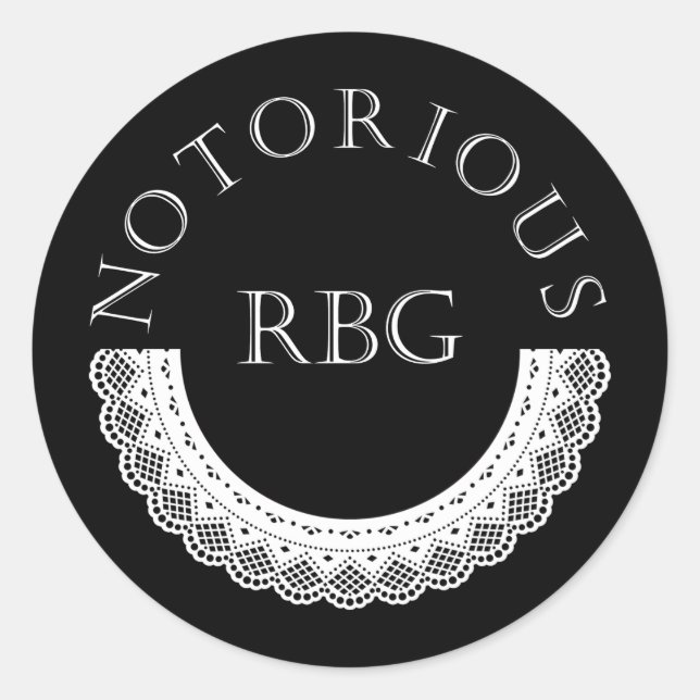 Notorious RBG Ruth Bader Ginsburg Lace Collar Classic Round Sticker (Front)