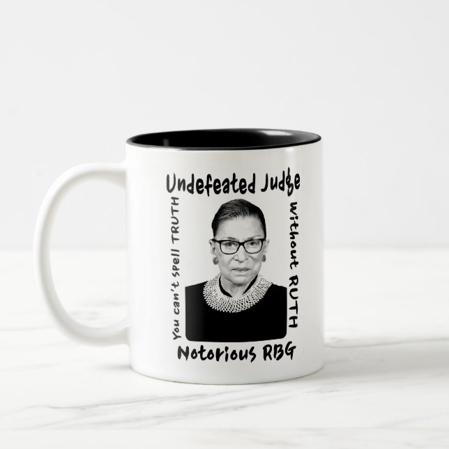 Notorious RBG Undefeated Judge Two-Tone Coffee Mug (Left)