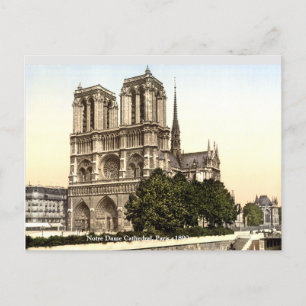 Notre Dame Cathedral c1890, Vintage French print Postcard