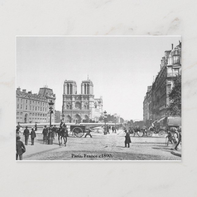 Notre Dame Cathedral c1890, vintage Paris France Postcard (Front)