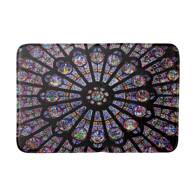Notre-Dame Cathedral Colourful Stained Glass Bath Mat (Front)
