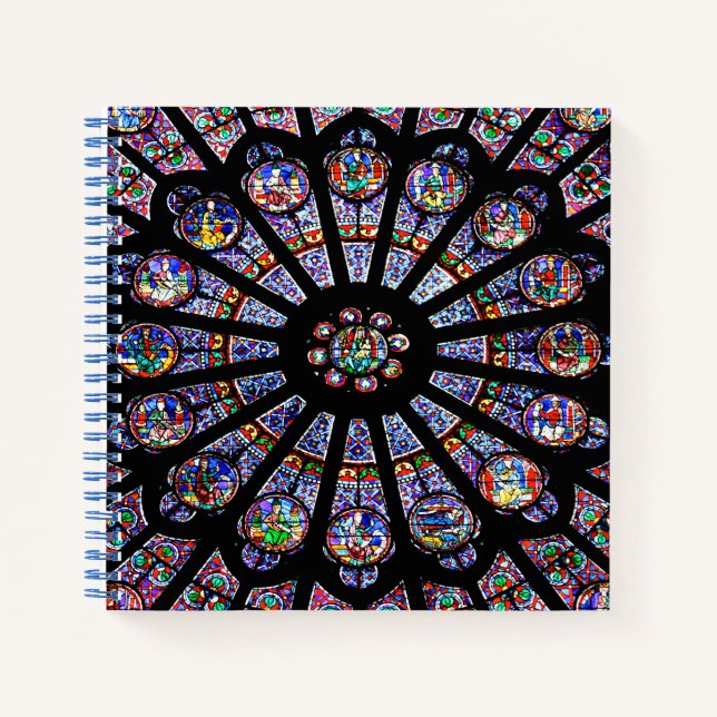 Notre-Dame Cathedral Colourful Stained Glass Notebook (Front)