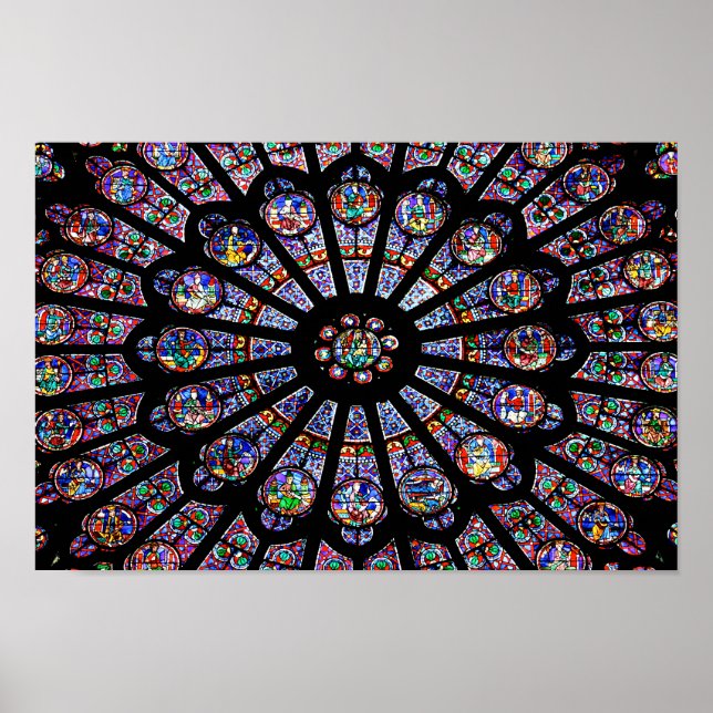 Notre-Dame Cathedral Colourful Stained Glass Poster (Front)