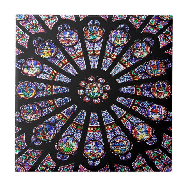 Notre-Dame Cathedral Colourful Stained Glass Tile (Front)
