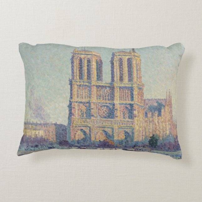 Notre Dame Cathedral Paris France Classic Painting Decorative Cushion (Back)