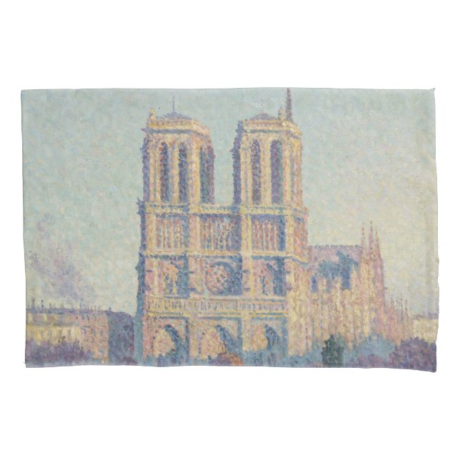 Notre Dame Cathedral Paris France Classic Painting Pillowcase (Front)