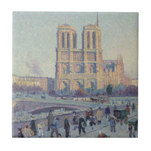 Notre Dame Cathedral Paris France Classic Painting Tile