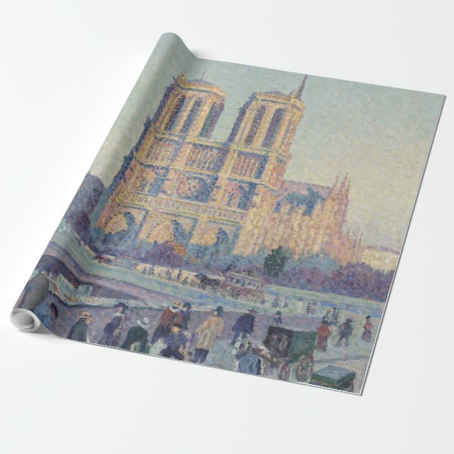 Notre Dame Cathedral Paris France Classic Painting Wrapping Paper (Unrolled)