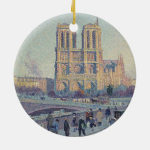 Notre Dame Cathedral Paris France Painting Ceramic Tree Decoration