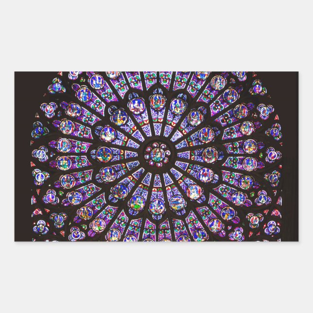 Notre Dame Cathedral Paris Rose Window Rectangular Sticker (Front)