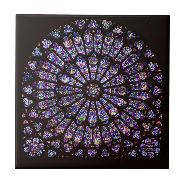 Notre Dame Cathedral Paris Rose Window Tile (Front)