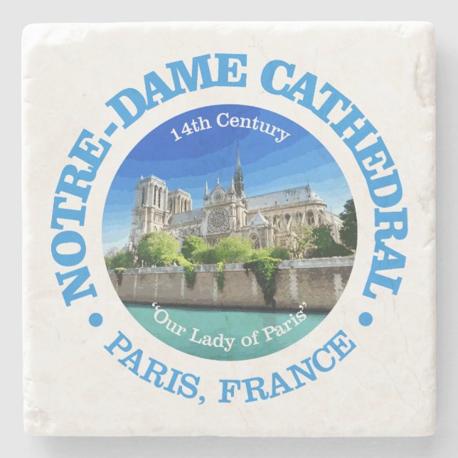 Notre Dame Cathedral (rd) Stone Coaster (Front)