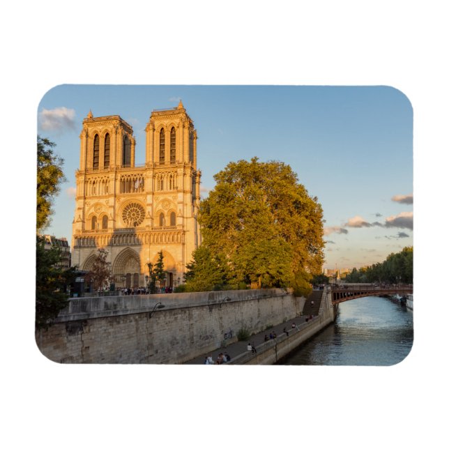 Notre Dame de Paris at Golden Hour - Paris, France Magnet (Horizontal)