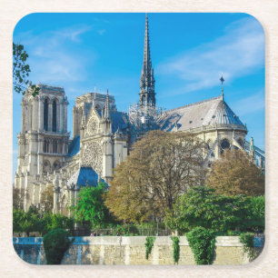 Notre Dame de Paris in France Square Paper Coaster