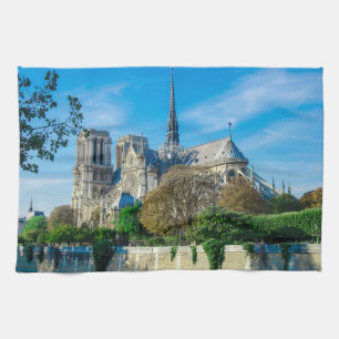 Notre Dame de Paris in France Tea Towel