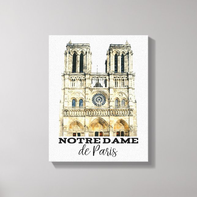 Notre-Dame de Paris Souvenir France Cathedral Canvas Print (Front)