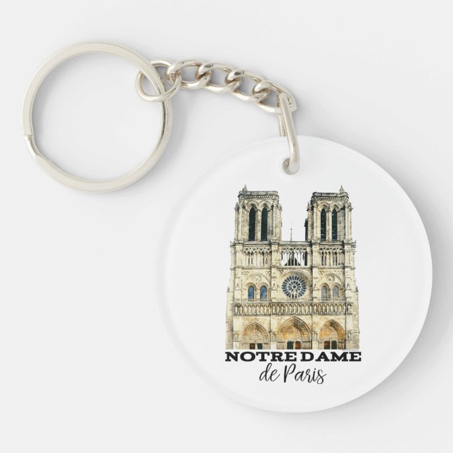 Notre-Dame de Paris Souvenir France Cathedral Key Ring (Front)