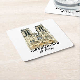 Notre-Dame de Paris Souvenir France Cathedral Square Paper Coaster