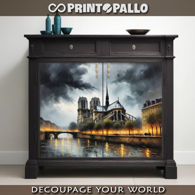 Notre Dame de Paris, stormy night and a procession Tissue Paper (Creator Uploaded)