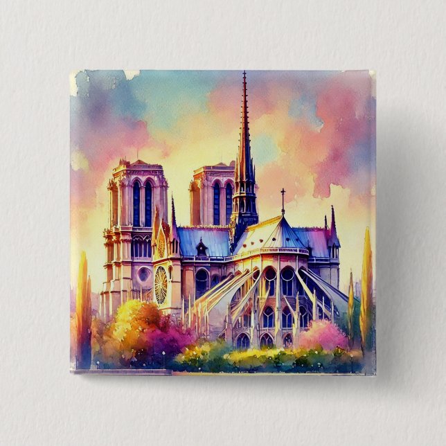 Notre-Dame fire 15 Cm Square Badge (Front)