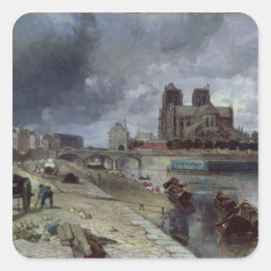 Notre-Dame from the Quai de la Tournelle, 1852 Square Sticker