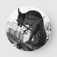 Notre Dame Gothic Gargoyle Photo Print Wall Clock