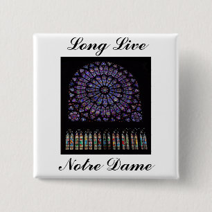 Notre Dame Paris Cathedral Stained Glass Window 15 Cm Square Badge