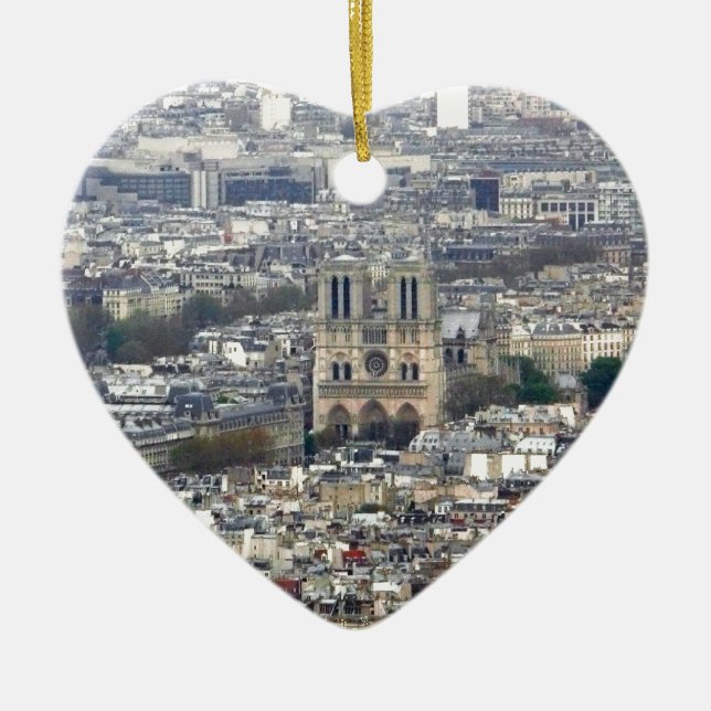 Notre Dame Paris France Ceramic Tree Decoration (Front)