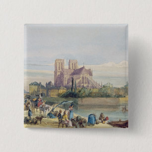 Notre Dame, Paris (w/c on paper) 15 Cm Square Badge