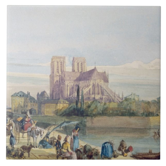 Notre Dame, Paris (w/c on paper) Tile (Front)