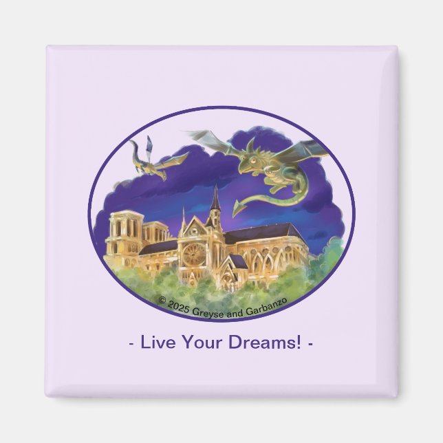 Notre Dame Square Magnet 2 inch - Dreams  (Front)