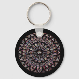 Notre Dame Stained Glass North Window, Paris Key Ring