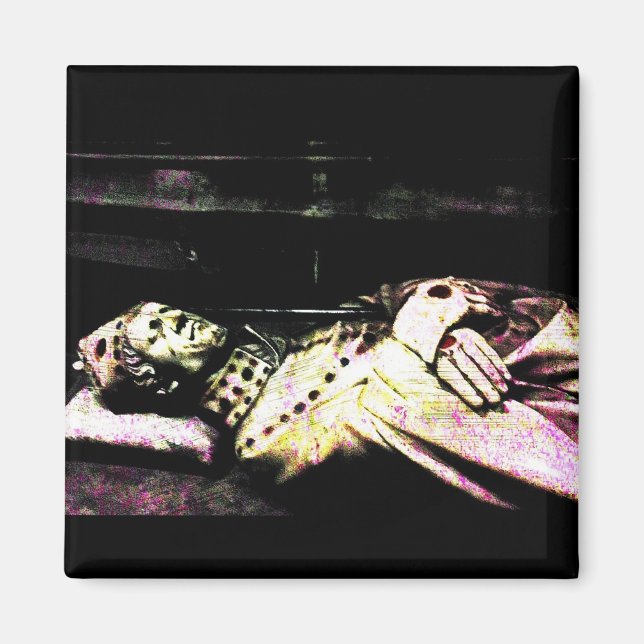 Notre Dame Statue Grunge Magnet (Front)