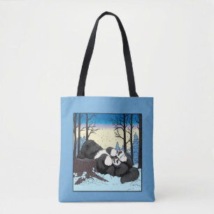 Notta Bear Cozy Winter Nap Newfoundland Puppy Tote Bag