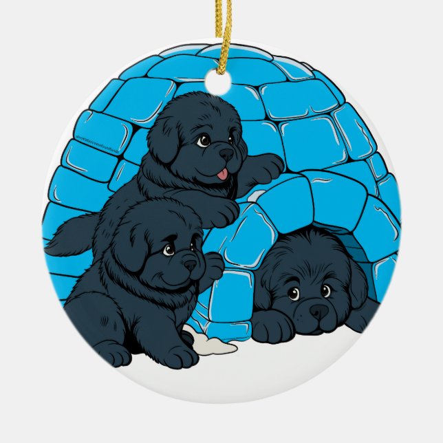 Notta Bears Newfoundland Puppy Igloo Ceramic Tree Decoration (Front)