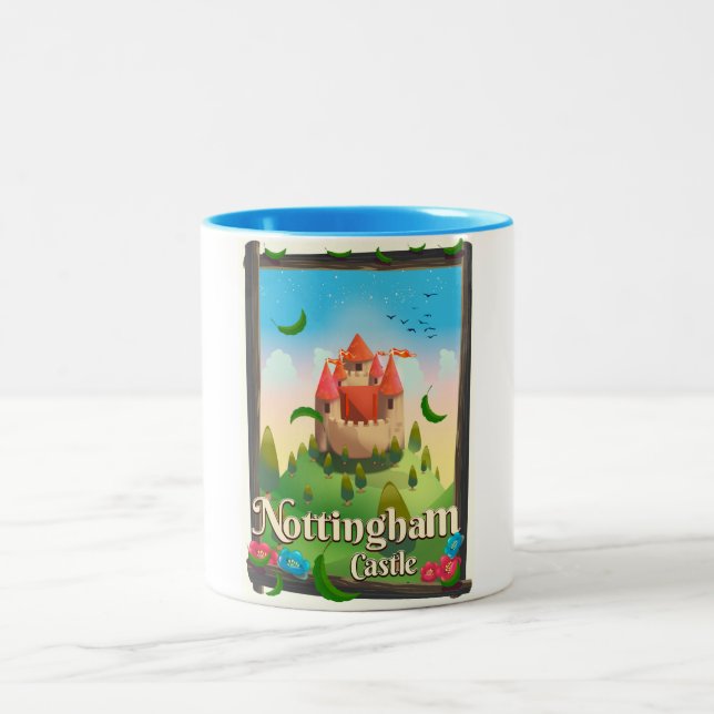 Nottingham castle travel poster Two-Tone coffee mug (Center)