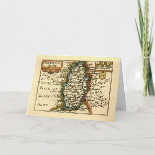 Nottinghamshire County England Old Antiquarian Map Card