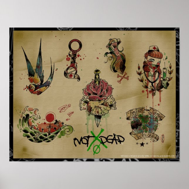 NOTxDEAD tattoo flash poster (Front)