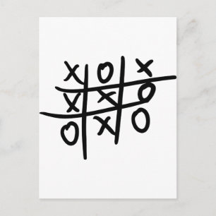 noughts and crosses - tic tac toe postcard