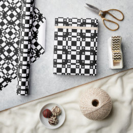 Noughts And Squares Black White Wrapping Paper