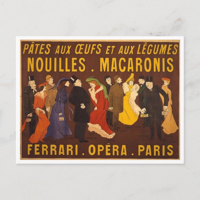 Nouilles, macaronis. Ferrari, Opéra, Paris. Postcard (Front)