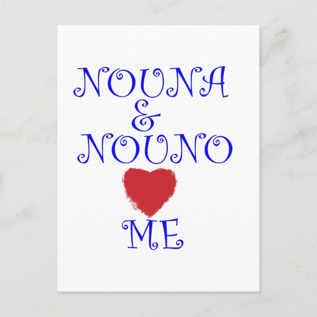 NOUNA AND NOUNO LOVE ME POSTCARD (Front)