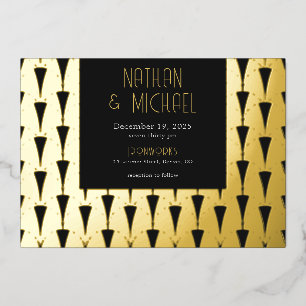 Nouveau Art Deco Silver Foil Invitation