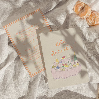 Nouveau Art Hand Drawn Watercolor Wedding Details Enclosure Card