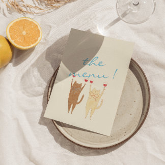 Nouveau Art Watercolor Hand Drawn Summer Wedding Menu