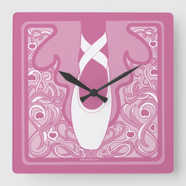 Nouveau Ballet Square Wall Clock (Front)
