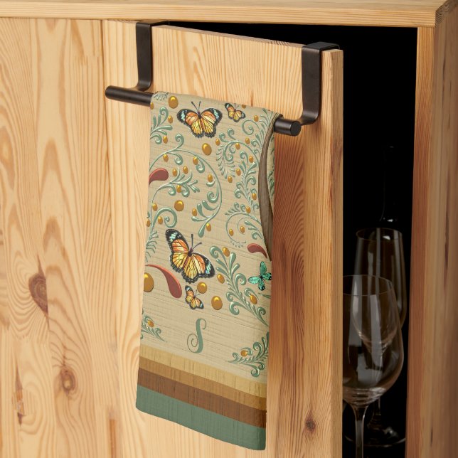 Nouveau Butterflies and Orange Trees Tea Towel (Thirds Fold)