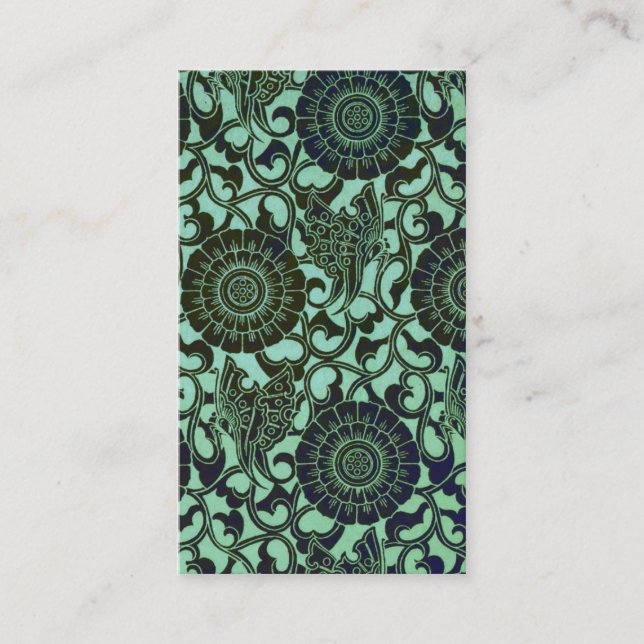 Nouveau Butterflies in Sea Green Business Card (Front)